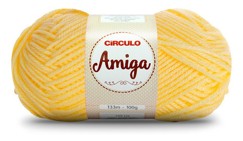 Lã Fio Amiga 100g Círculo - Kit 5 Unidades Cor 1114 - Amarelo Candy