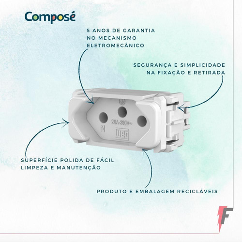 Imagem 2 de 5 de Kit 10 Modulos Tomada 20a Weg Compose