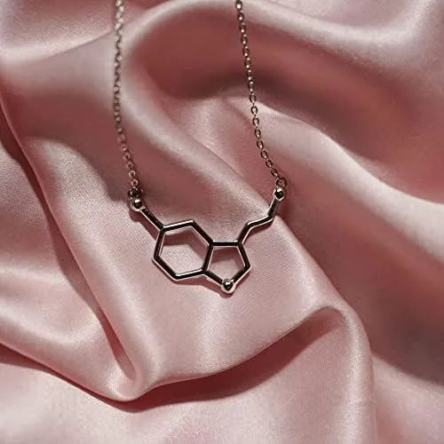 Collar De Molécula De Serotonina En Plata De Ley 925