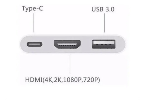 Adaptador Usb C 3 En 1 Hdmi 4k Usb 3.0 Y C Carga Macbook
