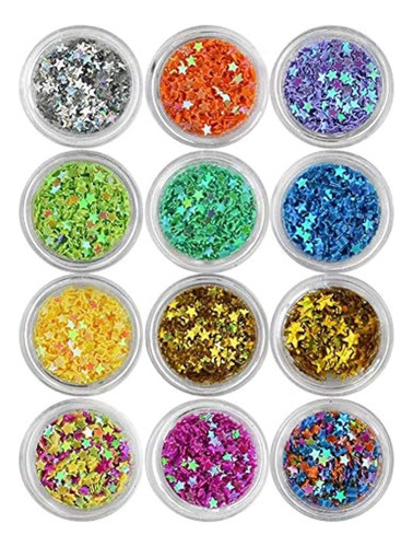 Minejin Nail Art Glitter Sequins Five Star 3d Manicura Diy C
