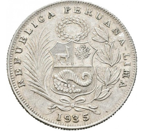 Moneda De Plata 0,500 De 1/2 Sol De Oro 1935, 30mm. U N C