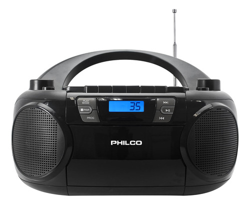 Boombox Cd Bluetooth Y Casete 12w Color Negro