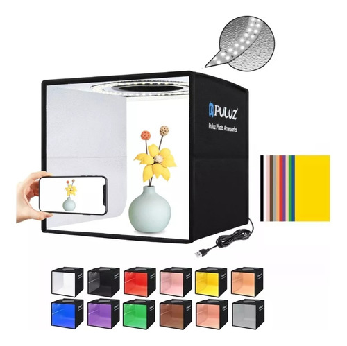 Caja De Luz Para Fotografía Portátil Plegable 12colores 25cm