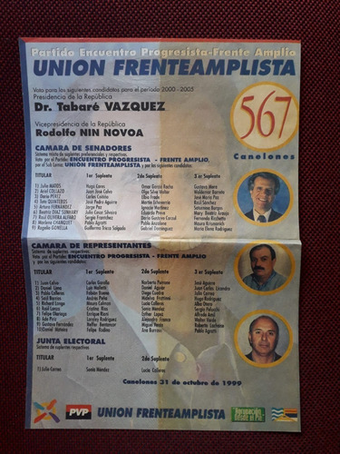 Elecciones 1999 Frente Amplio Canelones Lista 567 Tabare