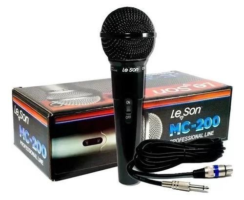 Microfone Leson Mc-200 Dinamico Cardióide Profissional Preto