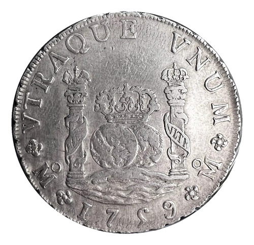 Moneda 8 Reales Columnaria Plata Original 1759 México Mo
