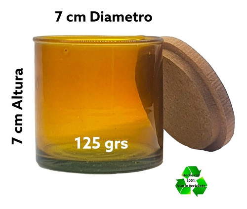 Imagen 2 de 3 de Frascos De Color 7x7cm (125gr) P/ Veladoras C/ Tapa Mdf 25pz