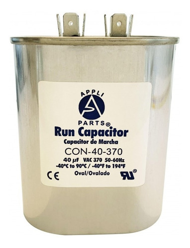 Condensador/ Capacitor De Marcha 40 Mfd 370 Vac Ovalado Con-