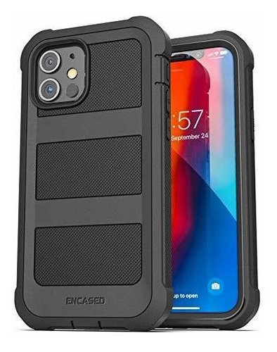 Funda Encased Para Iphone 12 Mini Con Protector De Pantalla Negro Liso