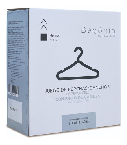Imagem 8 de 8 de 50 Cabides Slim Finos Veludo Antideslizantes Pretos Begônia