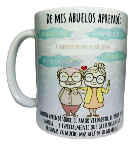 Taza Con Caja De Regalo De Mis Abuelos Aprendi M10