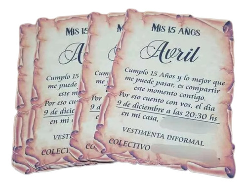 Pergamino Invitacion  10 X 14 Cms - 10 Unidades