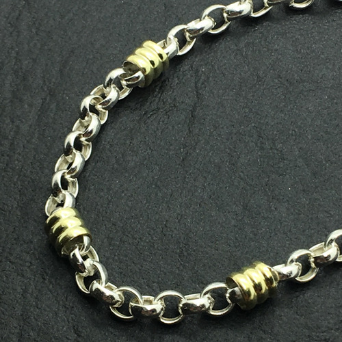 Pulsera Rolo Plata 925 Con Oro 4,5 Mm Cierre Marinero