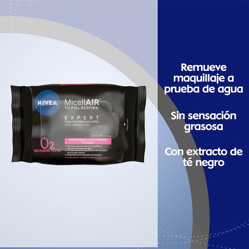 Imagen 5 de 7 de Toallitas Desmaquillantes Nivea Expert Piel Sensible 25 Pzas