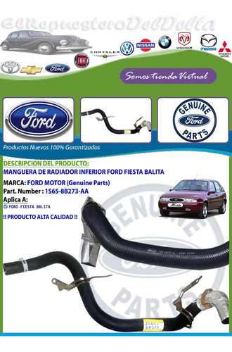 Manguera De Radiador Inferior Ford Fiesta Balita