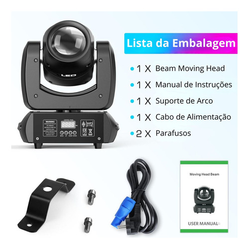 4 100w Moving Head Beam Rgbw Led Prisma E Gobo Giratório Dmx
