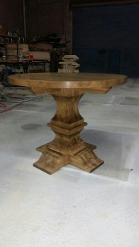 Mesa Fem Redonda - Madera Maciza Estilo Restoration Hardware