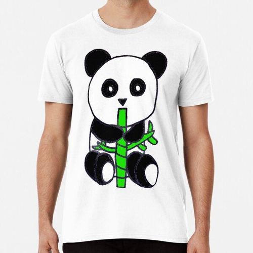 Remera Oso Panda Comiendo Bambú Algodon Premium