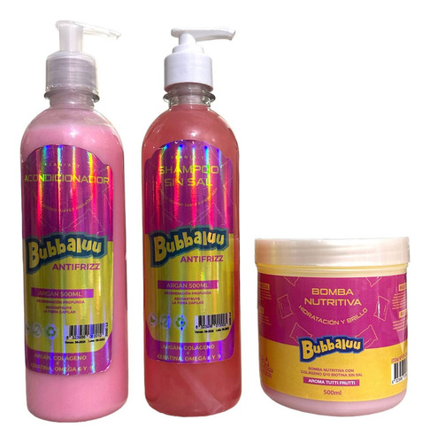 Pack Shampoo Acondicionador Y Crema Bomba Nutritiva Bubaluu
