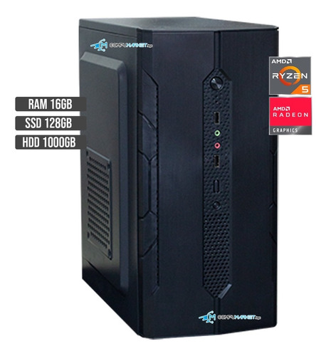 Cpu Torre Pc Gamer Amd Ryzen 5 5600g Ssd 128+ Hdd 1tb Ram 16