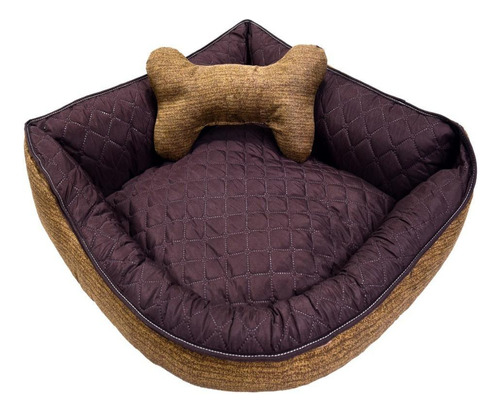 Cama Pet De Canto Luna Impermeável Grande Marrom Cacau