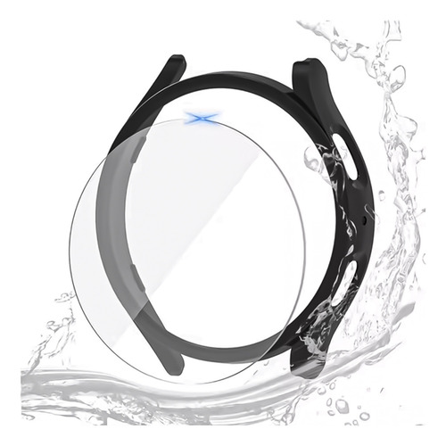 Correa De Eslabones + Funda Con Cristal Para Galaxy Watch 7 Negro/negro 44mm 2 Cm