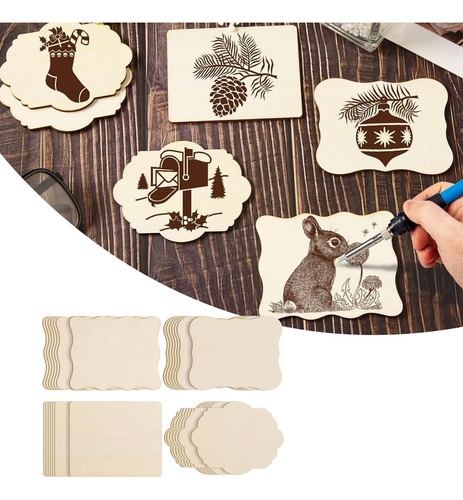 28 Piezas De Madera Sin Terminar, Azulejos De Madera,
