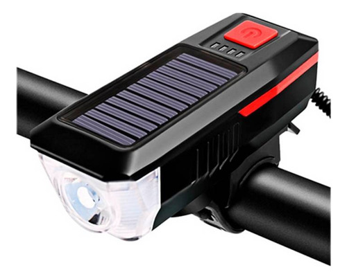 Linterna Led Para Bicicleta Con Carga Solar, Incluye Alarma