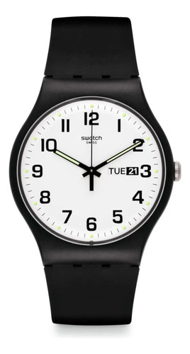 Reloj Swatch Twice Again De Silicona So29b703 Color de la malla Negro Color del bisel Negro Color del fondo Blanco