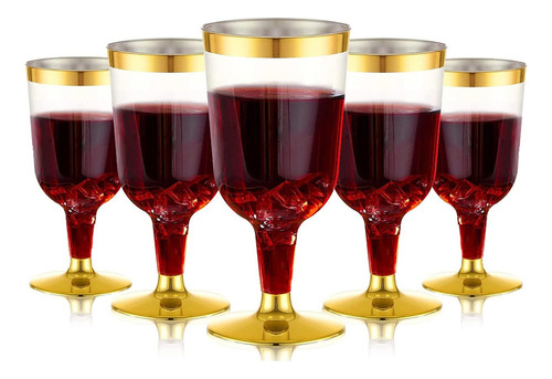 Copas De Vino De Plástico, Vasos Dorados Para Degustación De