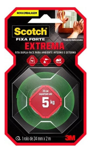 Fita Dupla Face Fixa Forte 3m 24mm X 2m 1810 Extrema