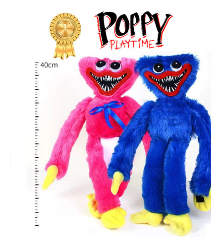 Poppy Playtime Huggy Wuggy + Kissy Missy Felpa Suave 40cm