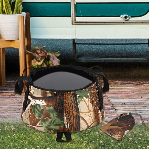 Lavabo De Cubo Plegable Para Acampar De Camuflaje Para Pesca