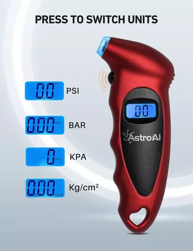 Medidor de presión de neumáticos digital para automóvil camión, bicicleta,  con pantalla LCD retroiluminada y agarre antideslizante – VastaGo
