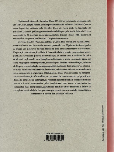 Hipóteses De Amor, De Cima, Annalisa. Editorial Ateliê Editorial, Capa Mole Em Português, 1984