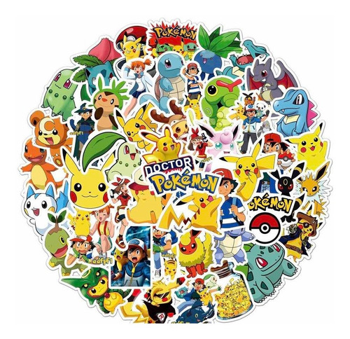 Juego De 100 Stickers Calcomanías De Pokemon Impermeables