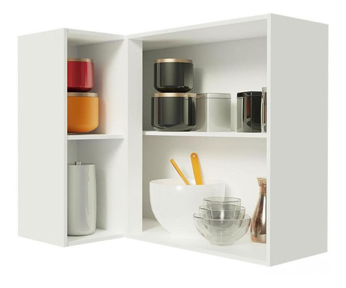 Aéreo Canto Madesa Smart 100% Mdf Com 1 Porta E Adega Bc Cor Branco/Crema