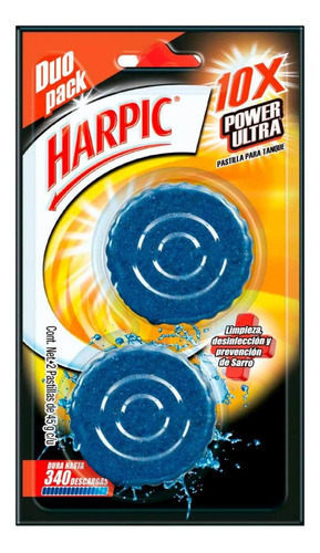 Pastilla Sanitaria Harpic Aqua Azul 2 Pastillas 45g