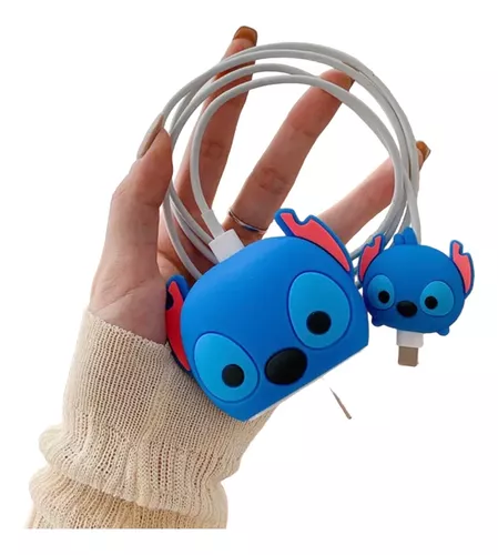 Protector Cable Cargador Para iPhone Tipo C Stitch Azul