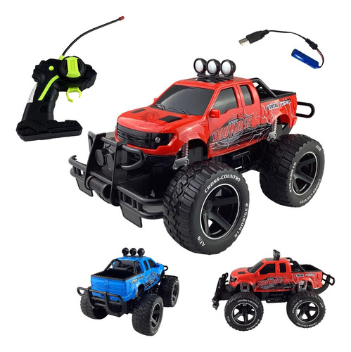 Carrinho Controle Remoto Recarregavel Carro 4x4 Off-road Cor Vermelho