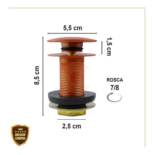 Válvula Click Up Inteligente Pia Cuba Bronze 7/8 Aço Inox