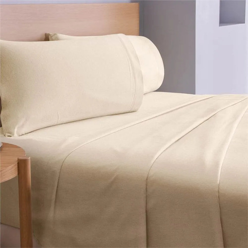 Juego De Sábanas De Franela Plus Matrimonial Concord Color Beige