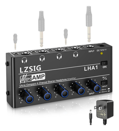 Lzsig Amplificador De Auriculares Estreo De Metal De 4 Canal