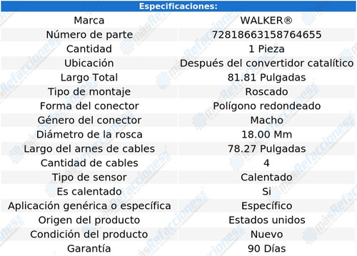 Sensor Gases Escape Después Cc 850 L5 2.3l 94 A 97 Walker