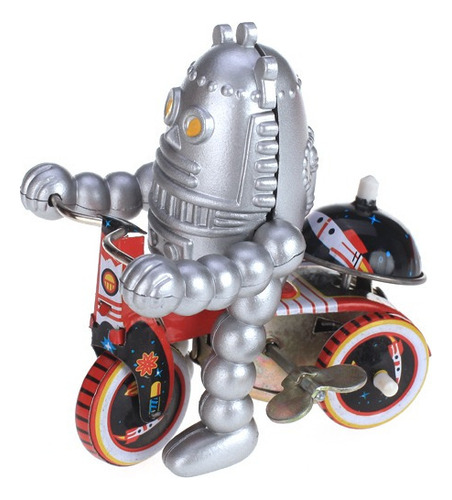 Retro Wind Up Baby Robot En Triciclo Juguete De Hojalata De