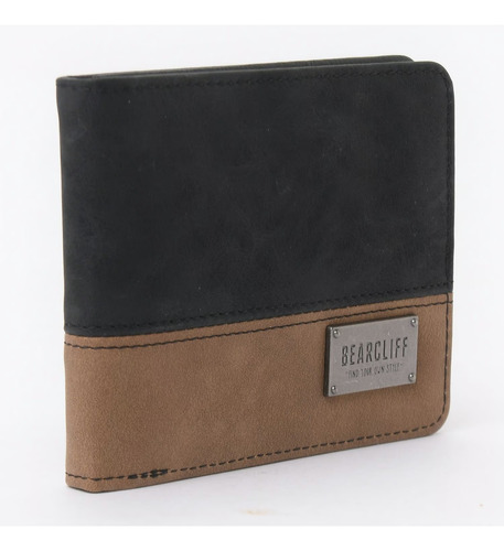 Billetera De Hombre Marca Bearcliff Cuero Sintético Negro Liso