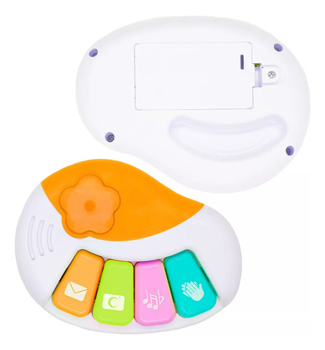 Mini Piano Baby Gus 4 Teclas Con Luz Y Sonido Naranja/blanco Color Blanco Naranja