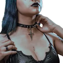 Comprar Choker Gargantilha Feminina Cruz Com Spike Lolita Coleira