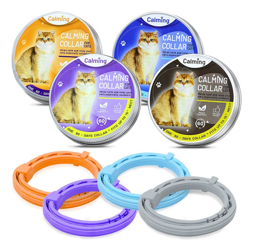 Paquete De 4 Collares Calmantes Para Gatos, Collar De Feromo